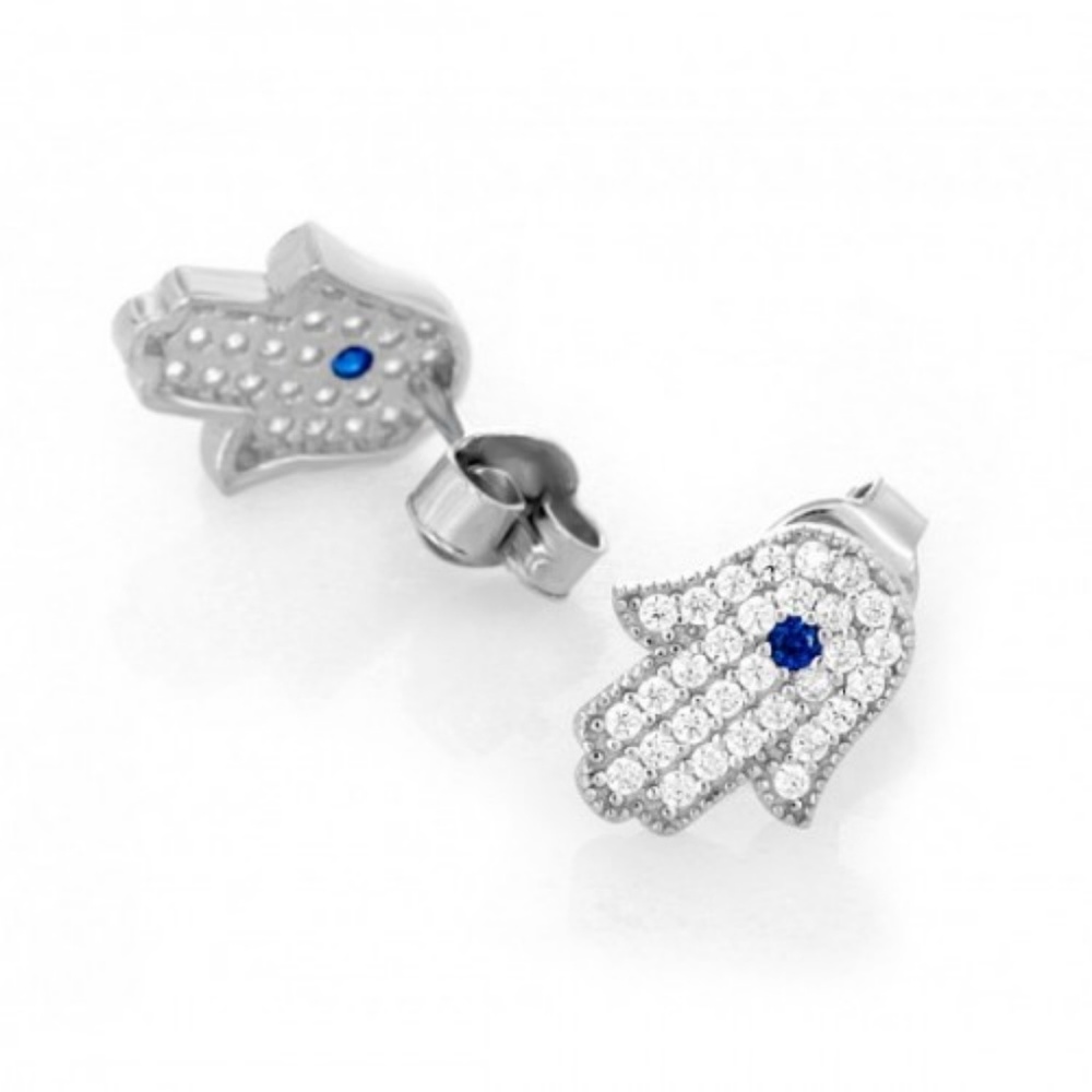 STERLING SILVER HAMSA EARRINGS
